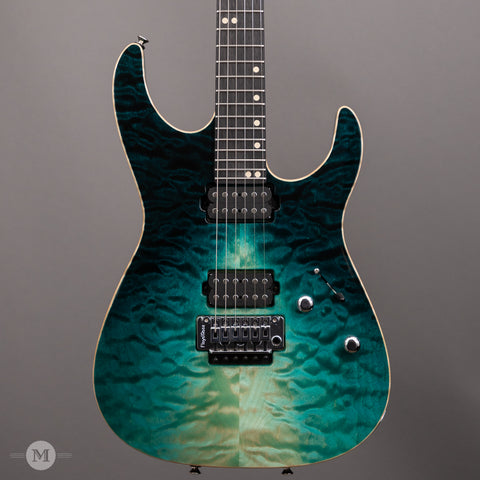 Tom Anderson Guitars - Angel - Teal WakeSurf with Binding - Front Close