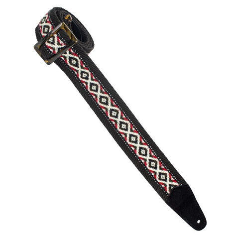 Henry Heller Straps - 2" Tort-O Herringbone Cotton Black w/Red