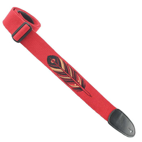 Henry Heller Straps - David Hale Series Red Deluxe Cotton Strap w/ Feather Design