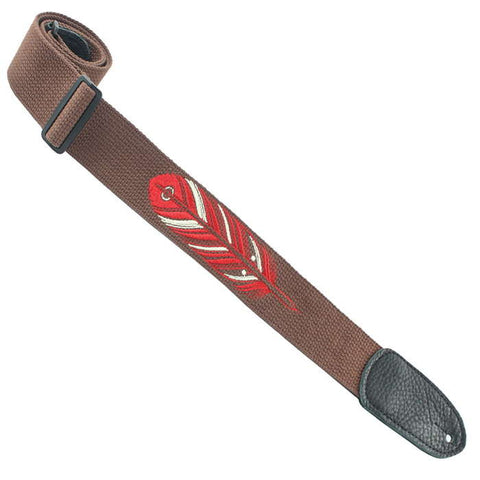 Henry Heller Straps - David Hale Series Brown Deluxe Cotton Strap w/ Feather Design