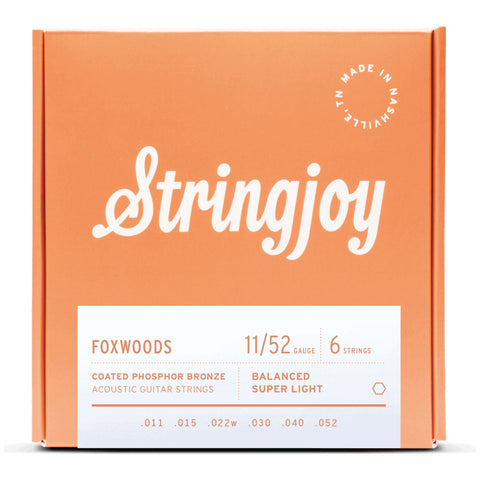 Stringjoy Strings - Foxwoods | Super Light Gauge (11-52) Coated Phosphor Bronze Acoustic Guitar Strings