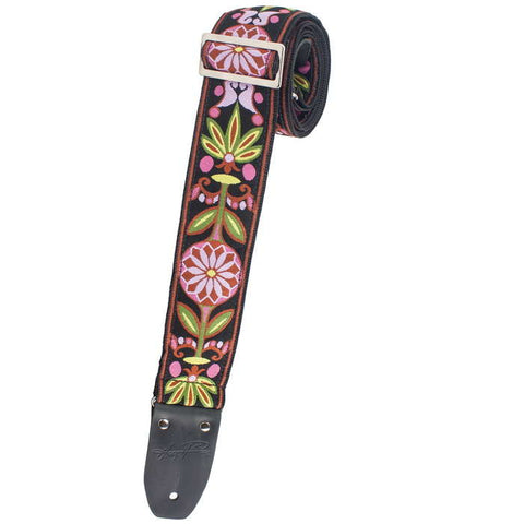 Henry Heller Deluxe Jacquard 2" Strap - Pink & Green Palm & Flower