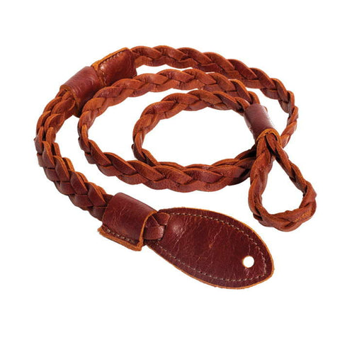 Henry Heller Straps - Capri Garment Leather Flat Braid Mandolin Strap - Brown