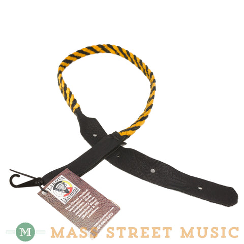 Lakota Leathers - Flat Braid Elk Mandolin Strap - Black/Gold