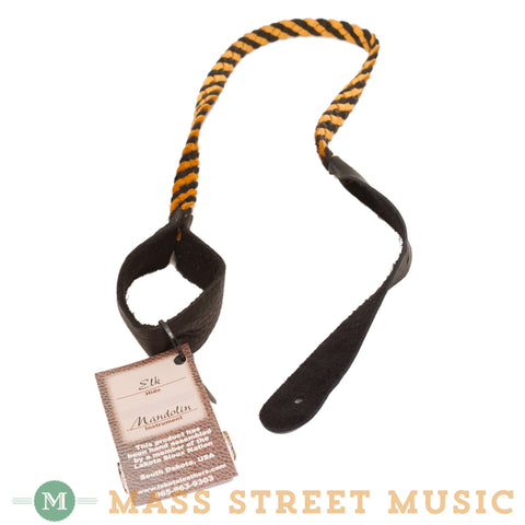 Lakota Leathers - Flat Braid Elk Mandolin Strap - Black/Tan