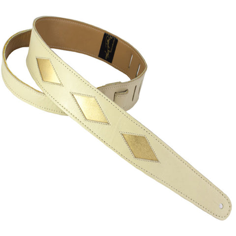 Henry Heller 2" Bone Glove Leather Strap with Gold Diamond Cut Outs
