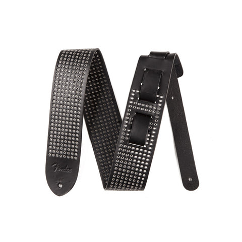 Fender Guitar Strap - Leather w/ Small Rivets - Black