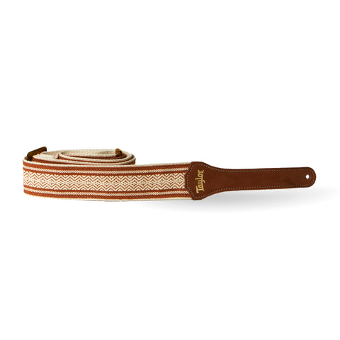 Taylor Academy Strap - White/Brown Jacquard Cotton - 2"