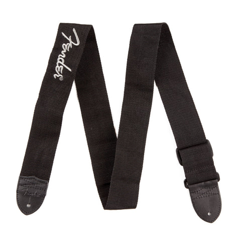 Fender Guitar Strap - Black Poly w/ Grey Fender