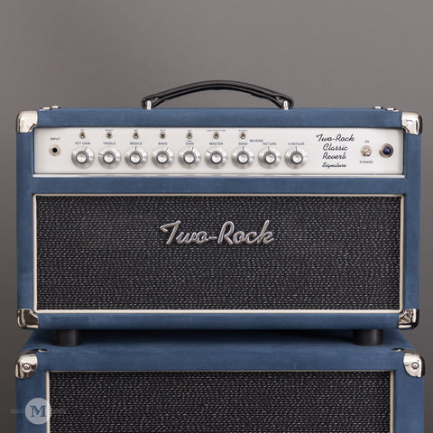 Two-Rock Amplifiers - Classic Reverb Signature 50 Watt Head - Silver Chassis - Denim Suede w/ Sparkle Matrix Cloth - Front Close