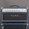 Two-Rock Amplifiers - Classic Reverb Signature 50 Watt Head - Silver Chassis - Denim Suede w/ Sparkle Matrix Cloth - Front Close