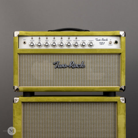 Two-Rock Amplifiers - TS1 100/50 Watt Head w/ Matching 2x12 Cab- Silver Anodize - Loden Suede - Vintage Beige Cloth - Front Close 