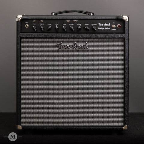 Two-Rock Amplifiers - Vintage Deluxe 40 Watt 1x12 Combo - Black Chassis - Black Bronco w/Vintage Silver Cloth - Front Close