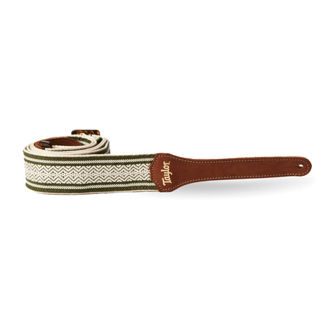 Taylor Academy Strap - White/Green Jacquard Cotton - 2"