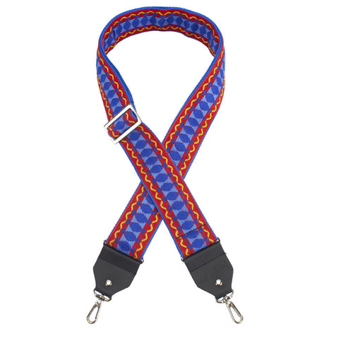 Henry Heller Straps - 2" Vintage Series Banjo Straps with Heavy-Duty Metal Hooks - Blue/Red