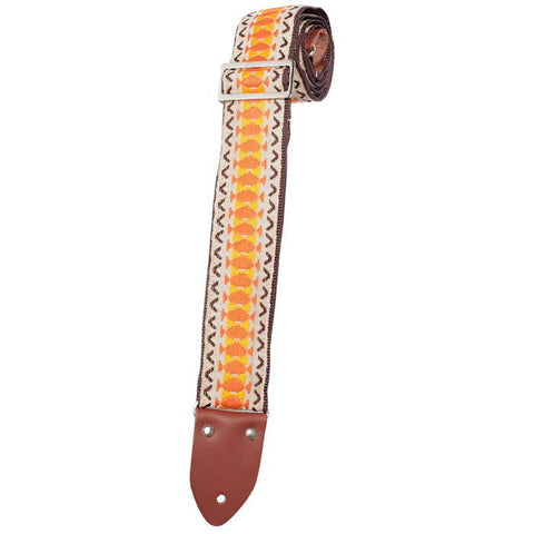 Henry Heller Straps - 2" Vintage Deluxe Jacquard - Tan/Orange Two Tail Fish