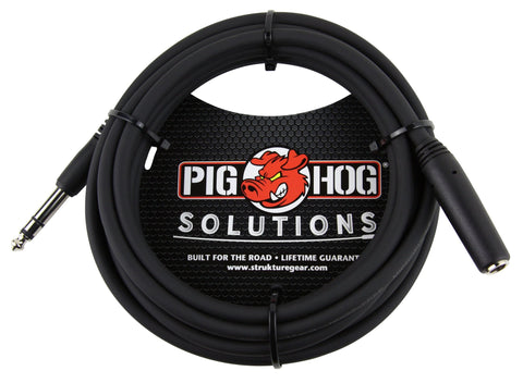 Pig Hog Cables - 1/4" TRS(M) to 1/4" TRS(F) Headphone Extension Cable - 10ft