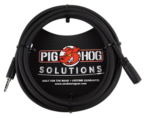 Pig Hog Cables - 3.5mm TRS(M) to 3.5mm TRS(F) Headphone Extension Cable - 10ft
