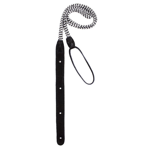 Henry Heller 3/8" Woven Peruvian Cotton Strap - Black and White Two Tone Accent with Black Suede Ends