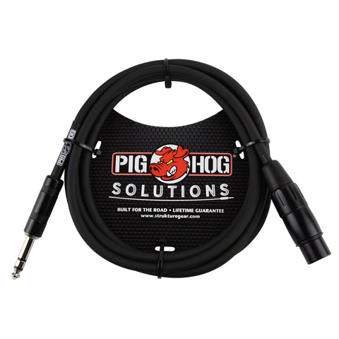Pig Hog Cables - 1/4" TRSM to XLRF Balanced Adapter - 6ft
