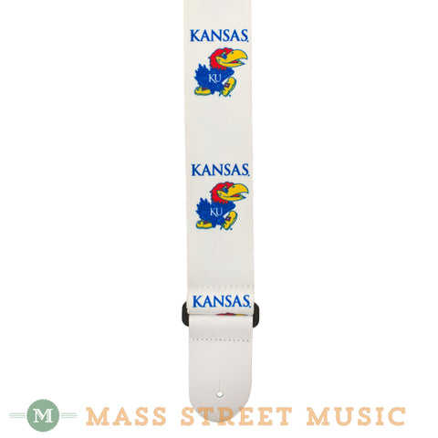 College Guitars KU Jayhawk Seatbelt Guitar Strap - close