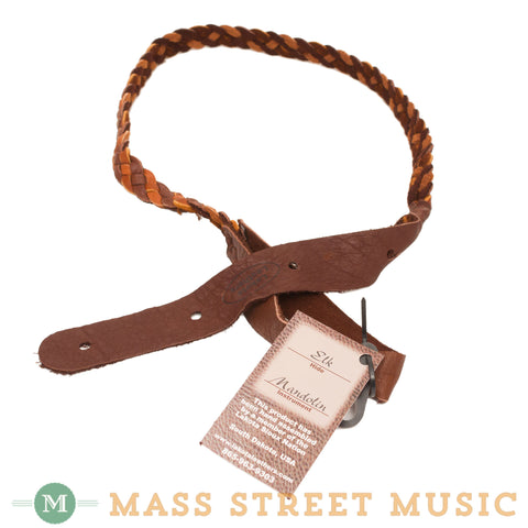 Lakota Leathers - Flat Braid Elk Mandolin Strap - Chocolate/Tobacco