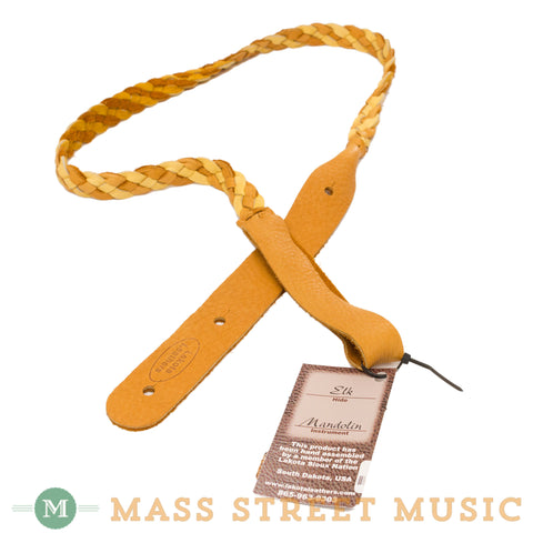 Lakota Leathers - Flat Braid Elk Mandolin Strap - Gold/Tan