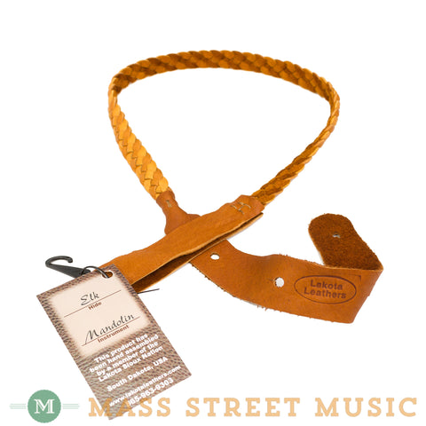 Lakota Leathers - Flat Braid Elk Mandolin Strap - Tan/Tobacco