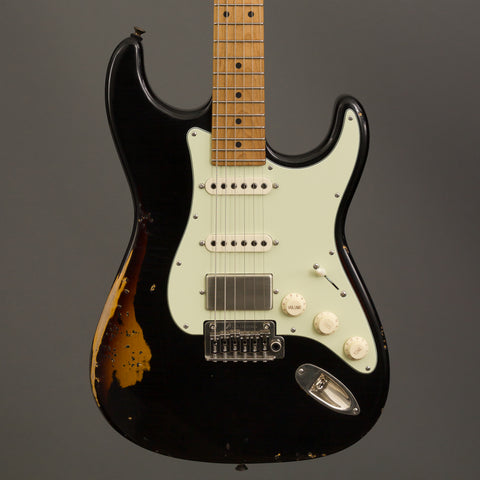 Tom Anderson Electric Guitars -  Icon Classic - Black over Tobacco Burst Distress Level 3