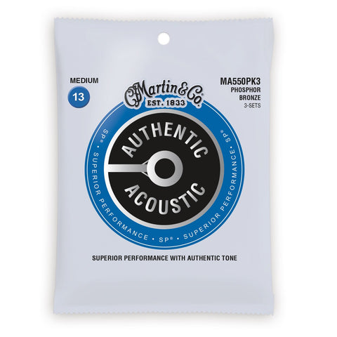 Martin Acoustic Strings - Authentic 3 Pack Phos Medium MA550PK3