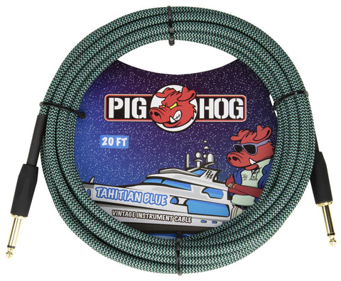 Pig Hog Cables - "Tahitian Blue" Woven Instrument Cable - 20ft