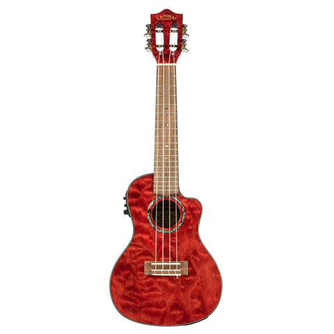 Lanikai QM-RDCEC Quilted Maple Red Cutaway Electric Concert
