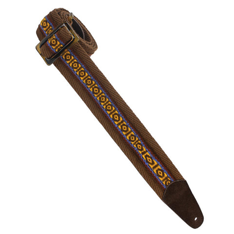Henry Heller Straps - Tort-O Herringbone Cotton Brown w/Blue and Yellow